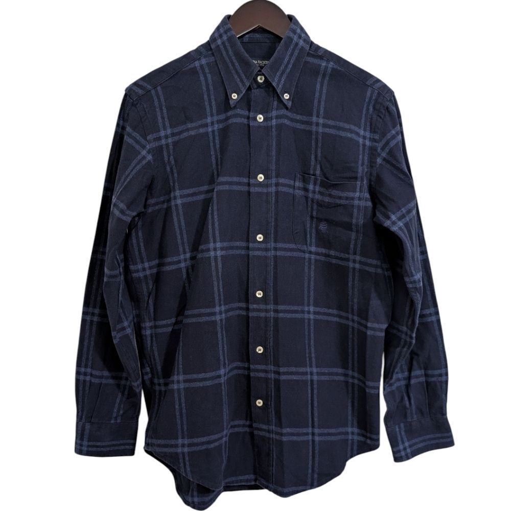 Marina Yachting Men's M Navy Plaid Button Down Shirt - Italian Blend
